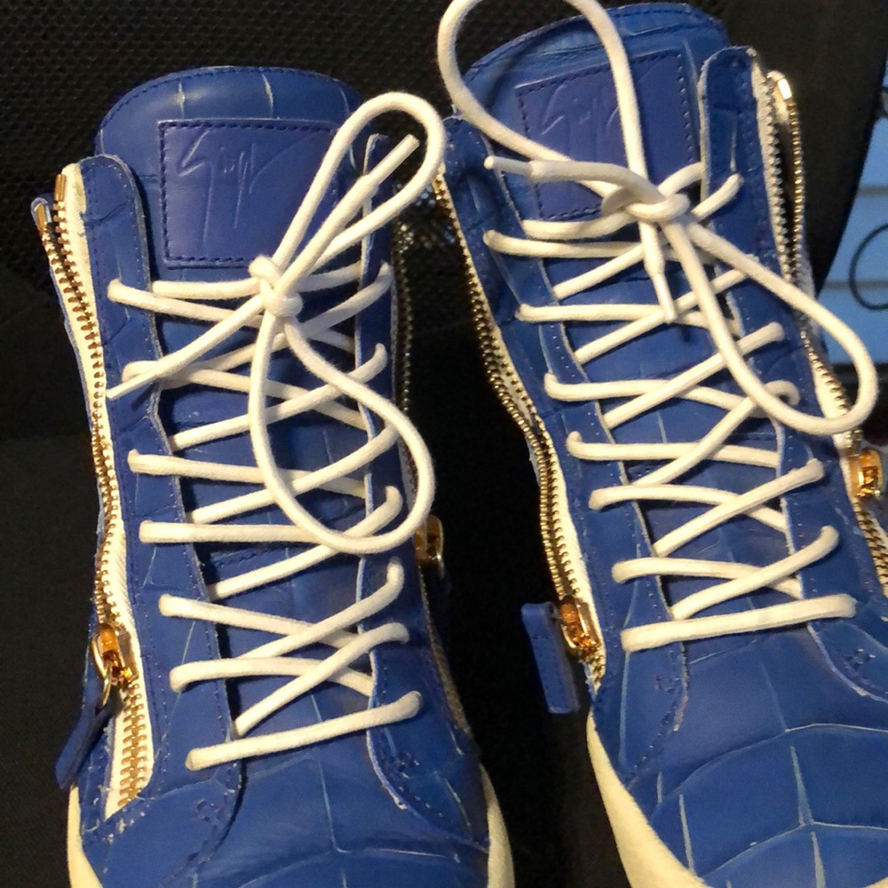 Giuseppe high tops. Blue croc print